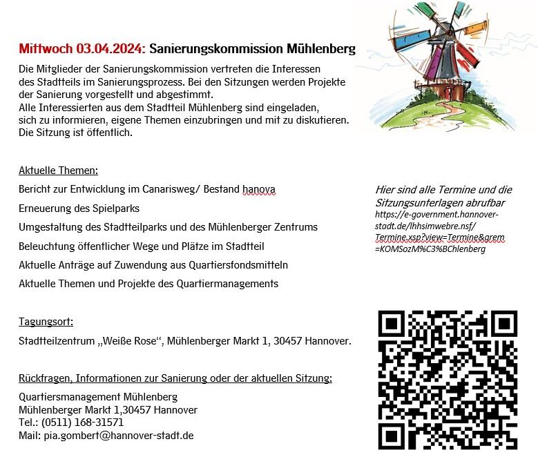 Sitzung der Sanierungskommission Mühlenberg am 3.4.2024